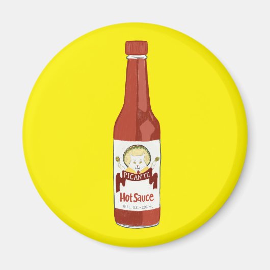 Spicy Hot Sauce Cat Sombrero Fun op geel Magneet (Voorkant)