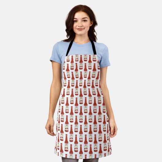 SPICY Hot Sauce Cute Cat Funny Salsa Pattern Schort (Gedragen)