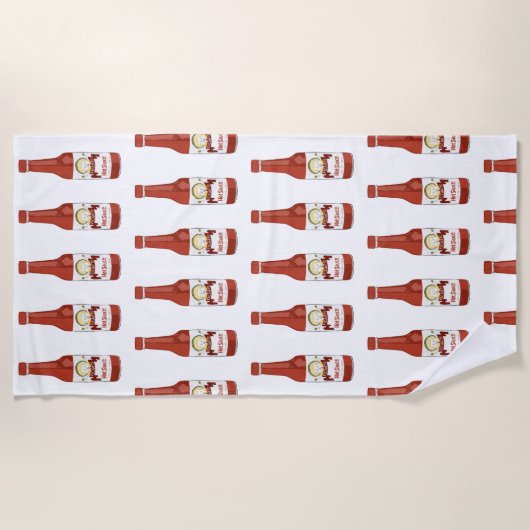 Spicy! Hot Sauce Pattern kat met maracas op wit Strandlaken (Voorkant)