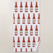Spicy! Hot Sauce Pattern kat met maracas op wit Strandlaken (Voorkant)