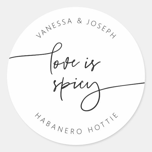 Spicy Jam Jar Label Wedding Favor Sticker G400 (Voorkant)