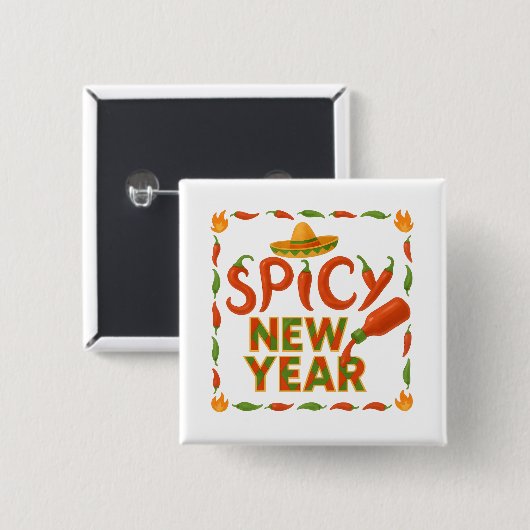 Spicy New Year Vierkante Button 5,1 Cm (Voorkant /achterkant)