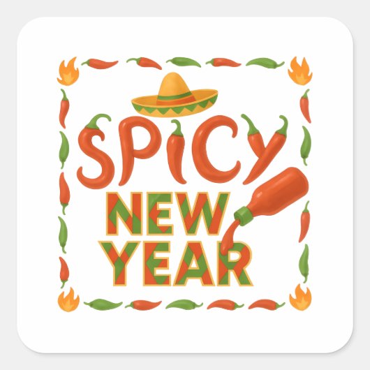 Spicy New Year Vierkante Sticker (Voorkant)
