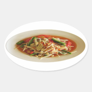 Spicy Papaya Salad [Som Tam] ... Thai Lao Food Ovale Sticker