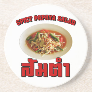 Spicy Papaya Salad [Som Tam] ... Thai Lao Food Zandsteen Onderzetter