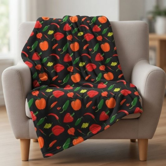 Spicy Peppers Pattern Throw Blanket Fleece Deken