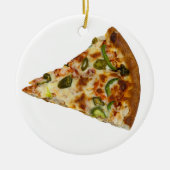 Spicy Pizza Slice Ceramic Round-kerstversiering Keramisch Ornament (Voorkant)