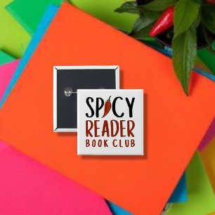 Spicy Reader Boekclub Typografie Cadeau Vierkante Button 5,1 Cm