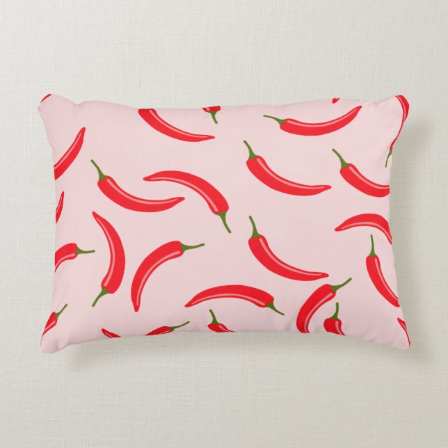 Spicy Red Chili Pattern Accent Kussen (Voorkant)