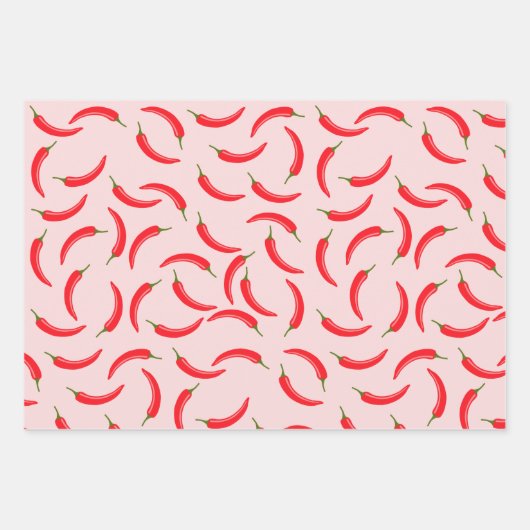 Spicy Red Chili Pattern Inpakpapier Vel (Voorkant)