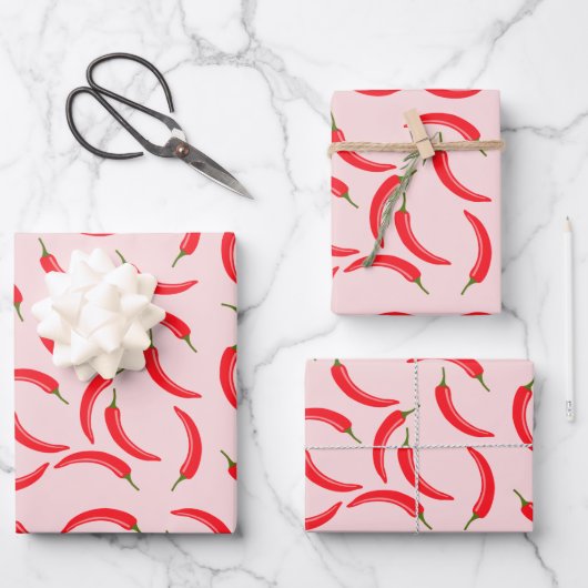 Spicy Red Chili Pattern Inpakpapier Vel (Voorkant)