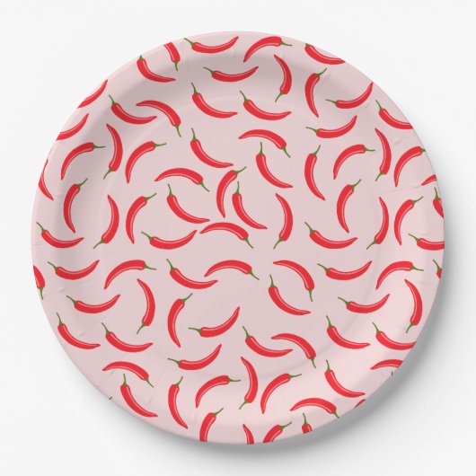 Spicy Red Chili Pattern Papieren Bordje (Voorkant)