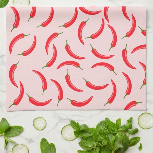 Spicy Red Chili Pattern Theedoek (Gevouwen)