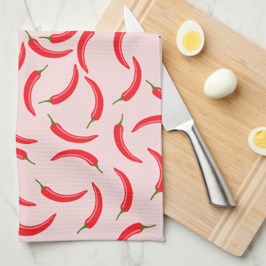 Spicy Red Chili Pattern Theedoek (Quarter Fold)