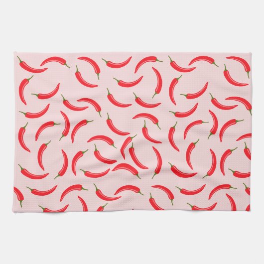 Spicy Red Chili Pattern Theedoek (Horizontaal)