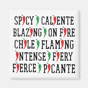 Spicy Words Chili Pepper Design Magneet