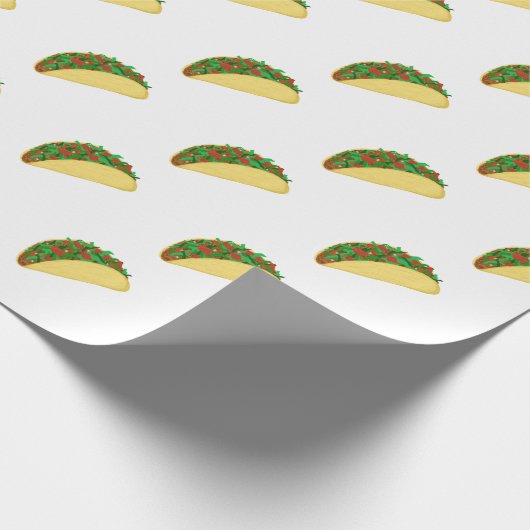Spicy! Yummy Taco Pattern on White Cadeaupapier (Hoek)