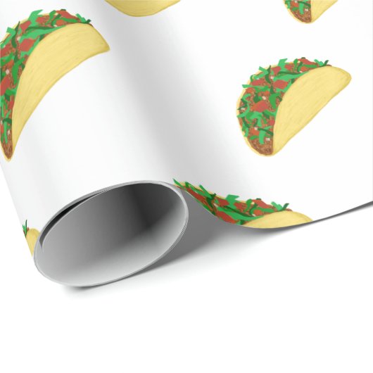 Spicy! Yummy Taco Pattern on White Cadeaupapier (Rol Hoek)