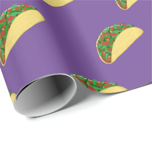 Spicy! Yummy Taco Pattern op Paars Cadeaupapier (Rol Hoek)