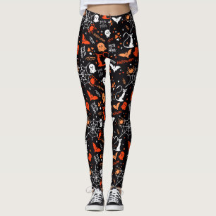 Spider Bat Kat Web Trick Ghost Spooky Halloween Leggings
