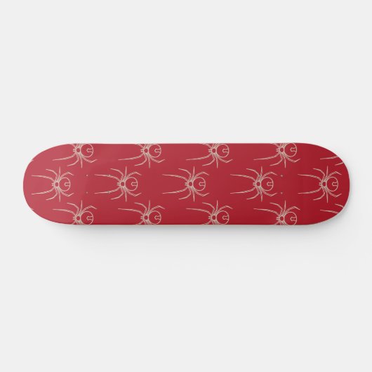 Spider - Bloed rood en bot wit Skateboard (Horizontaal)