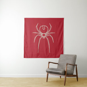 Spider - Bloed rood en bot wit Wandkleed