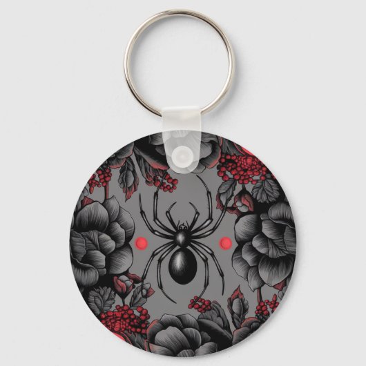 Spider Bloemen ontwerp Gotische stijl Sleutelhanger (Voorkant)