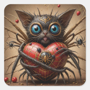 Spider Cat Fantasy Vierkante Sticker