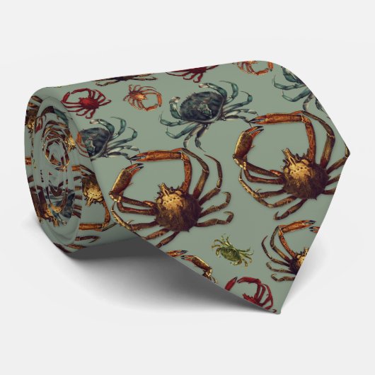 Spider Crabs Pattern Army Green Stropdas (Opgerold)