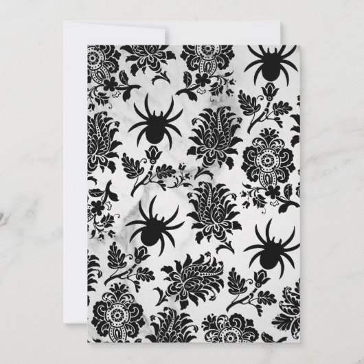 Spider Damask Halloween Invitation sur le marbre (Dos)
