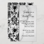 Spider Damask Halloween Invitation sur le marbre (Devant / Derrière)