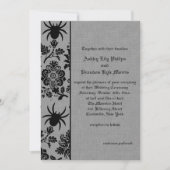 Spider Damask op Grijs Linnen bruiloft uitnodiging (Voorkant)