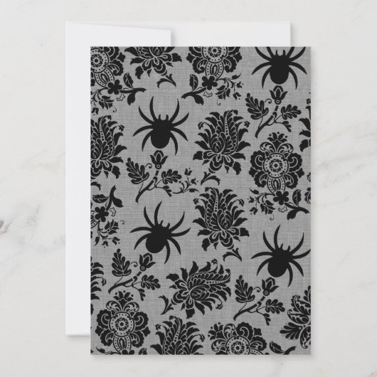 Spider Damask op Grijs Linnen bruiloft uitnodiging (Achterkant)