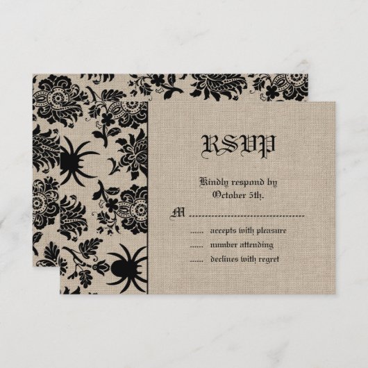 Spider Damask sur Burlap RSVP (Devant / Derrière)