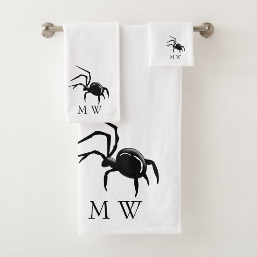 Spider Design Met Monogram Bad Handdoek (Insitu)