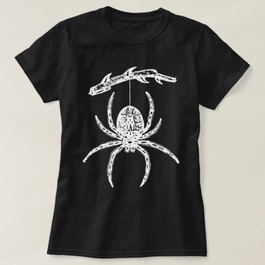 Spider die van Tak T-Shirt hangt (Design voorkant)