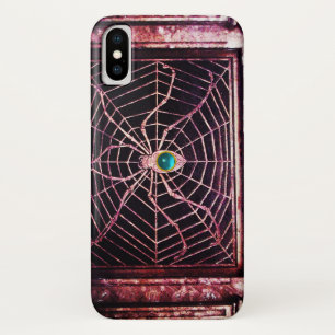 SPIDER en WEB Blue Aquamarine Black iPhone X Hoesje