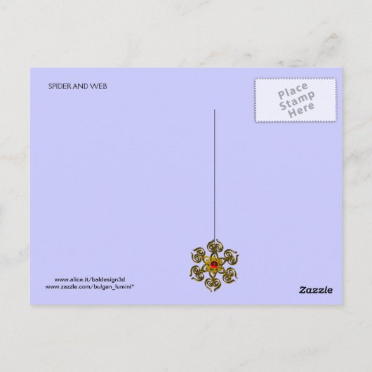 SPIDER en WEB Blue Sapphire Black Briefkaart (Achterkant)