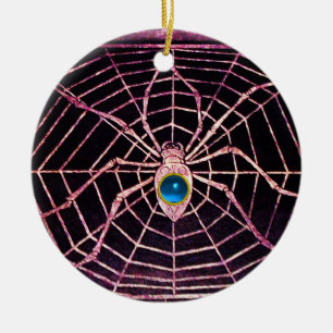 SPIDER en WEB Blue Sapphire Black Keramisch Ornament