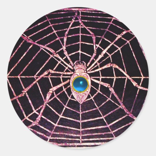 SPIDER en WEB Blue Sapphire Black Ronde Sticker (Voorkant)