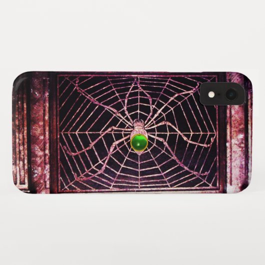 SPIDER EN WEB Green Emerald Black Case-Mate iPhone Case (Achterkant (horizontaal))