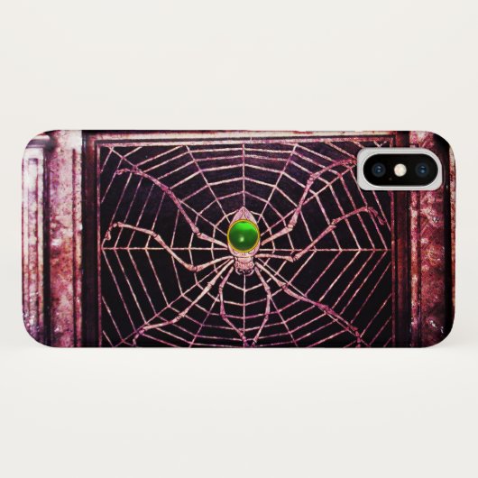SPIDER EN WEB Green Emerald Black Case-Mate iPhone Case (Achterkant (horizontaal))