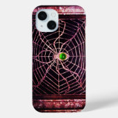 SPIDER EN WEB Green Emerald Gem Black Case-Mate iPhone Case (Achterkant)