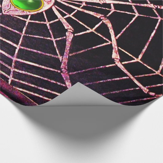 SPIDER EN WEB Green Emerald Gemstone Black Cadeaupapier (Hoek)
