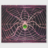 SPIDER EN WEB Green Emerald Gemstone Black Cadeaupapier (Vlak)