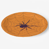 Spider en Web op Oranje Partij Papieren Bordje (Gekanteld)