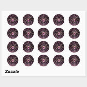 SPIDER EN WEB Paars Amethyst Black Ronde Sticker (Vel)