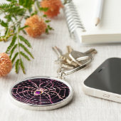SPIDER EN WEB Paars Amethyst Black Sleutelhanger (Zijkant)