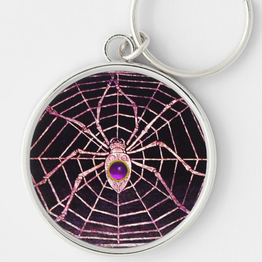 SPIDER EN WEB Paars Amethyst Black Sleutelhanger (Voorkant)