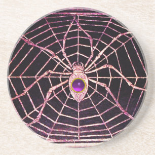 SPIDER EN WEB Paars Amethyst Black Zandsteen Onderzetter